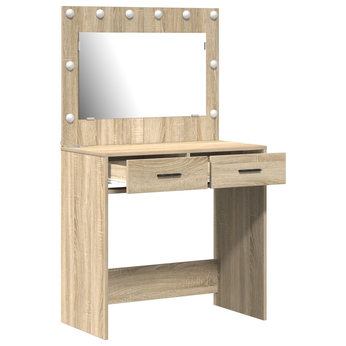 Sminkbord med LED-lampor Sonoma-ek 78,5x41x135 cm