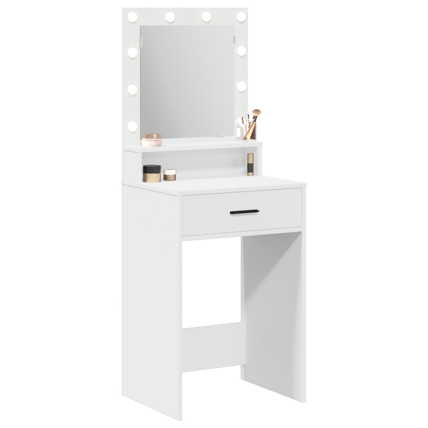 Sminkbord med LED-lampor Vit 50x41x135 cm