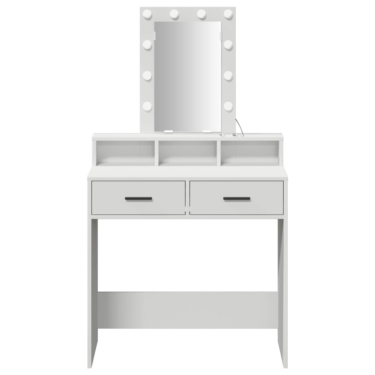 Sminkbord med LED-lampor Vit 79x41x140 cm
