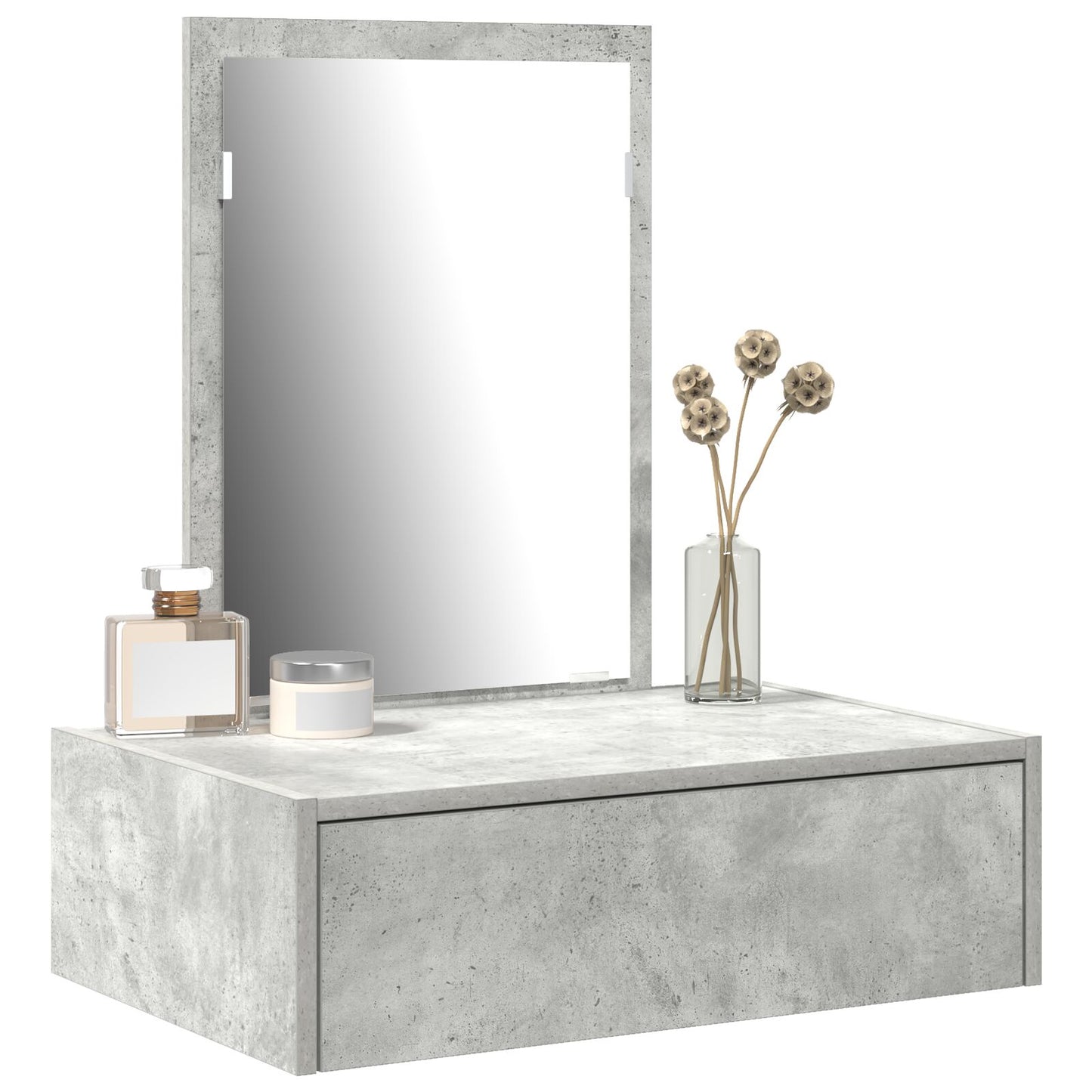 Väggmonterat sminkbord Betonggrå 60x40x70 cm
