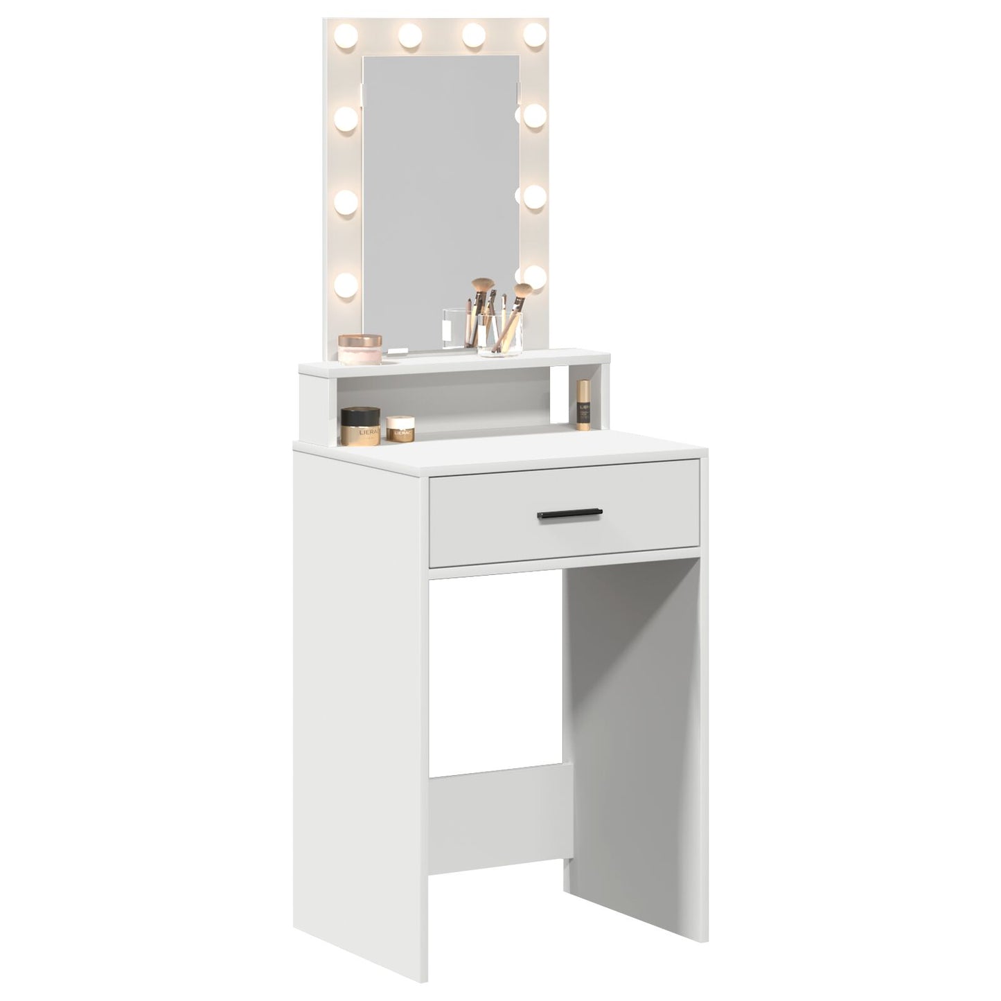 Sminkbord med LED-lampor Vit 50x41x140 cm