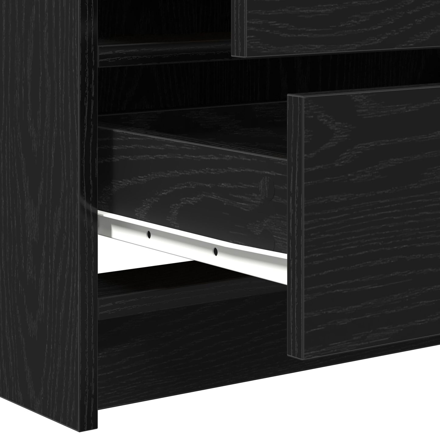 Sminkbord med LED-lampor, svart ek, 78,5x41x135 cm