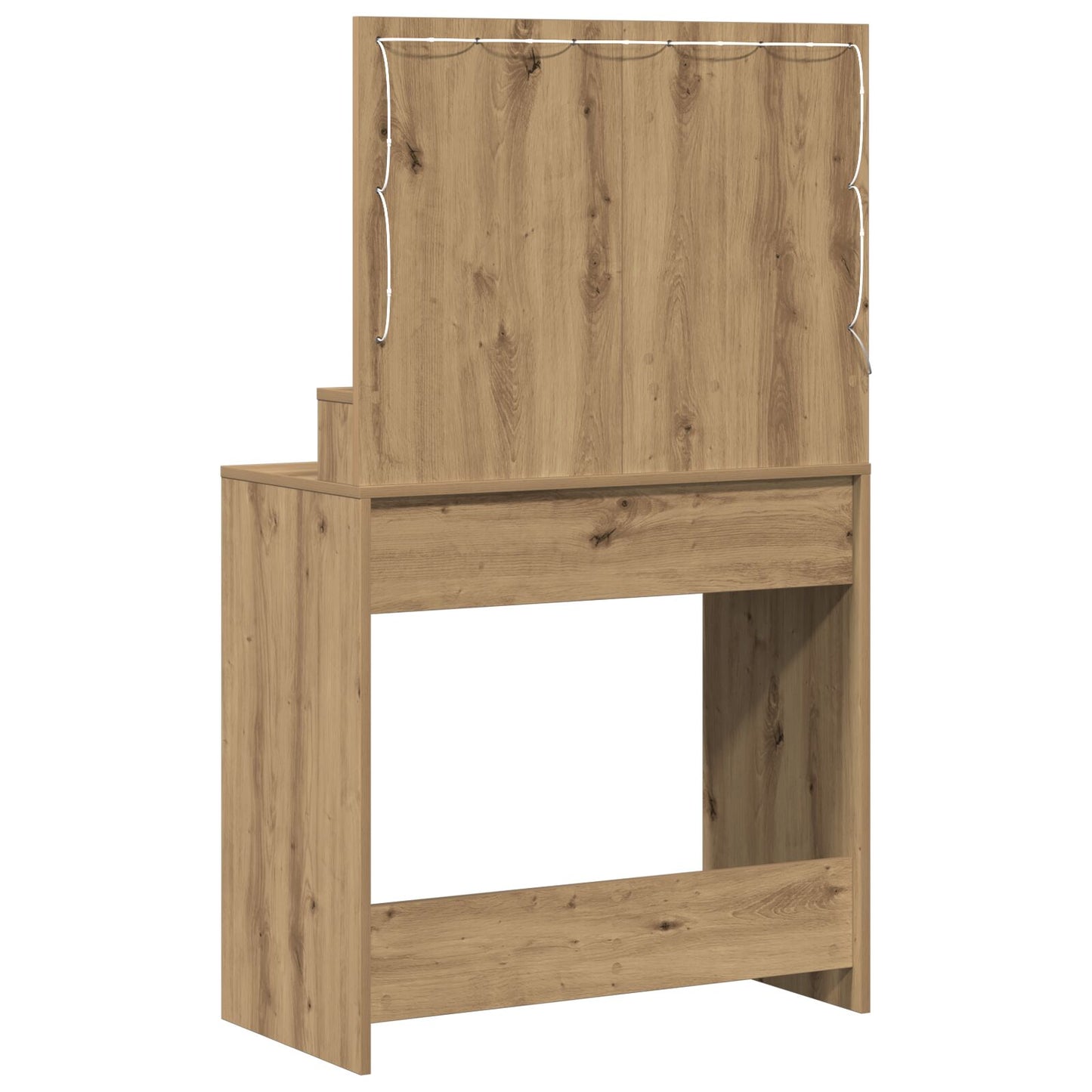 Sminkbord med LED-lampor i Artisan Ek, 79x41x135 cm