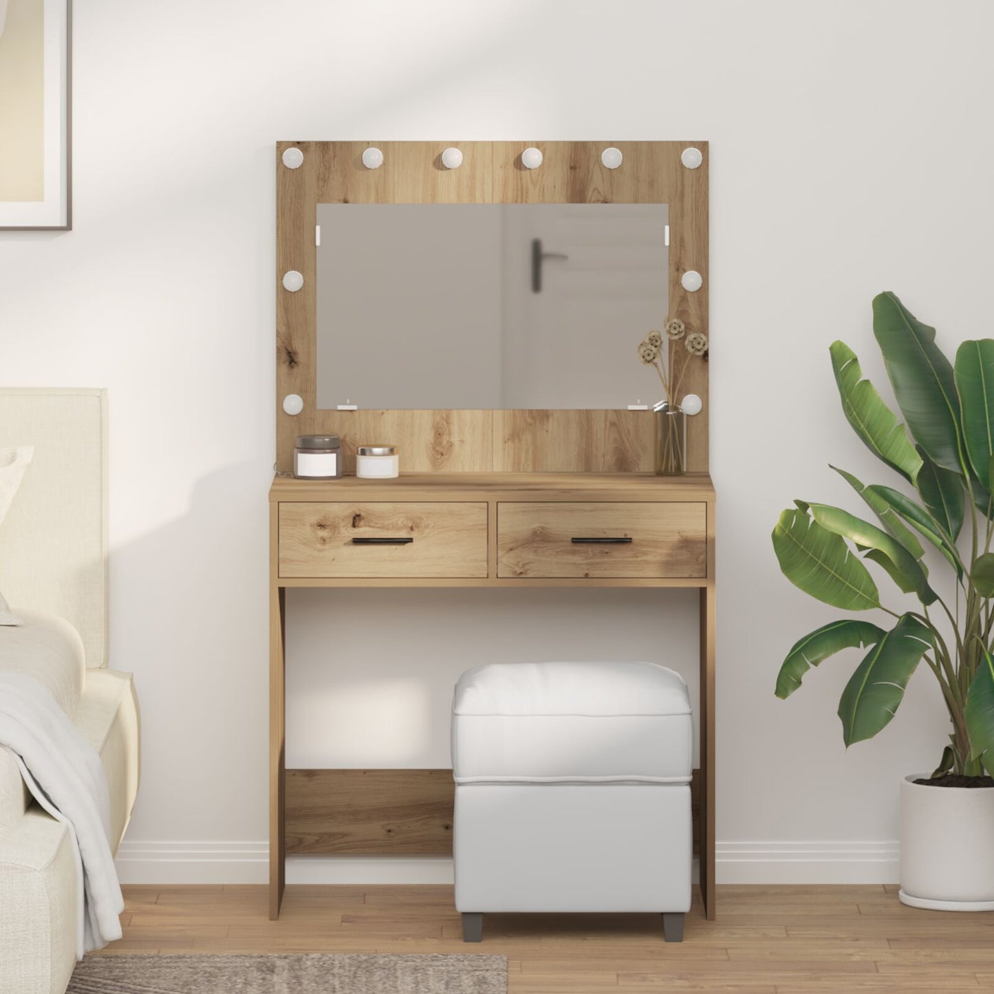 Sminkbord med LED-lampor Artisan-ek 78,5x41x135 cm