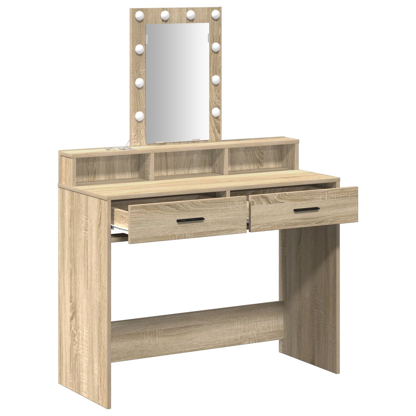 Sminkbord med LED-lampor Sonoma Ek 100x41x140 cm