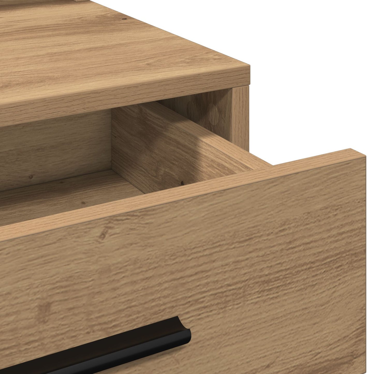 Sminkbord med LED-lampor i Artisan Ek, 79x41x135 cm