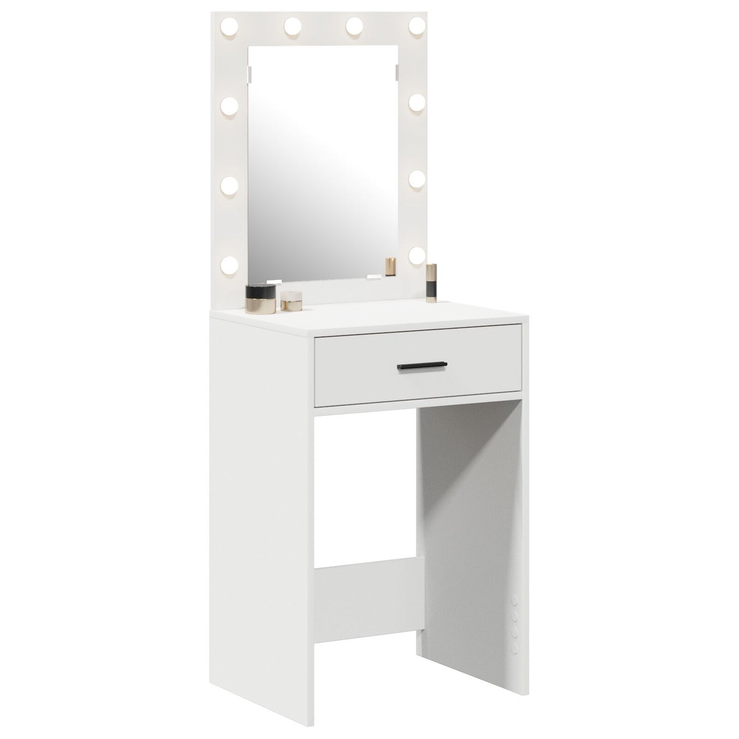 Sminkbord med LED-lampor Vitt 50x41x135 cm
