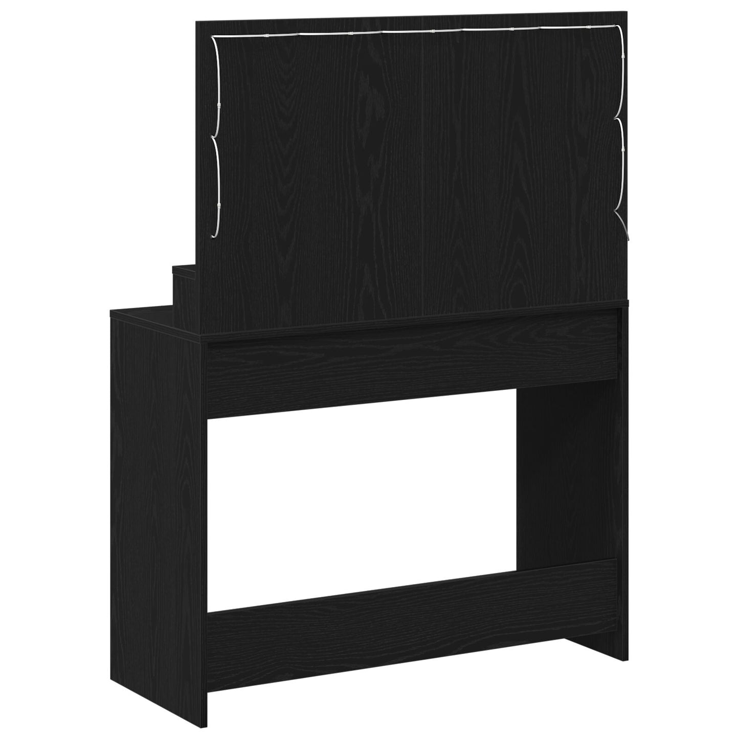 Sminkbord med LED-lampor, Svart Ek, 100x41x135 cm