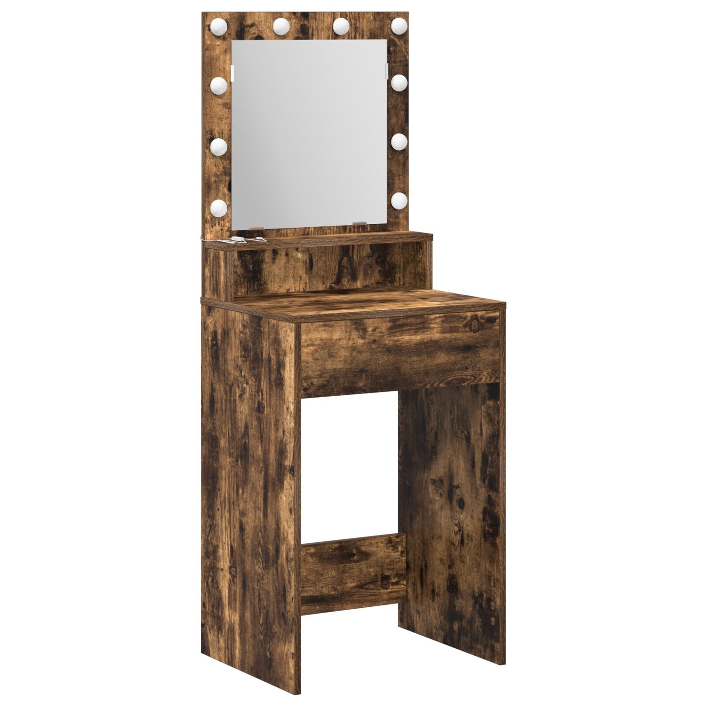 Sminkbord med LED-lampor Rökt Ek 50x41x135 cm