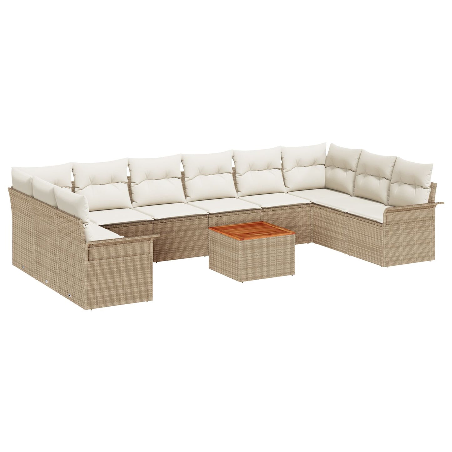 11-delars Trädgårdsoffa Set Med Kuddar Beige Poly Rattan Akacia