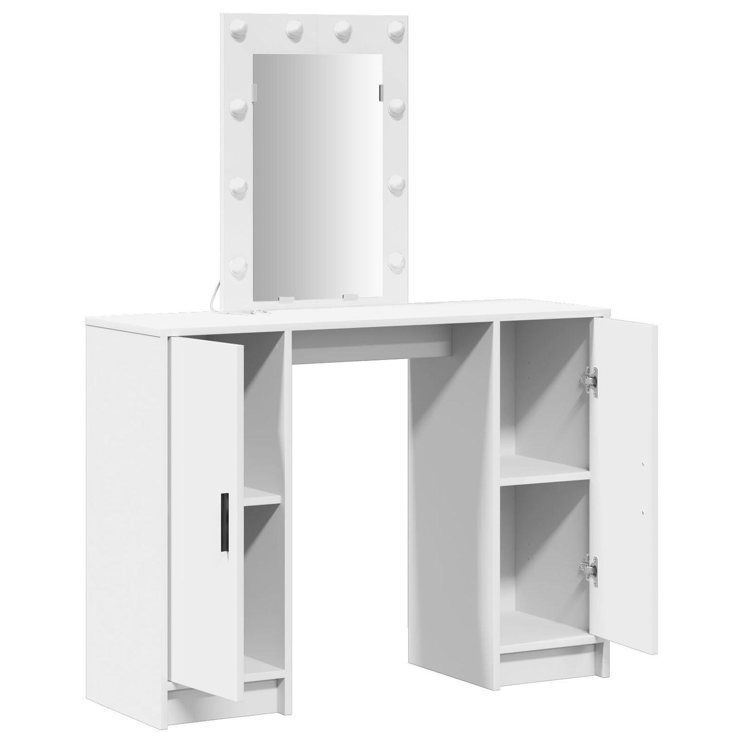 Sminkbord med LED-lampor Vitt 102x33x135 cm