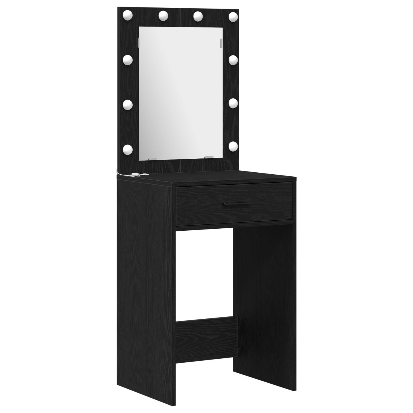 3-delars sminkbord med LED svart laminat