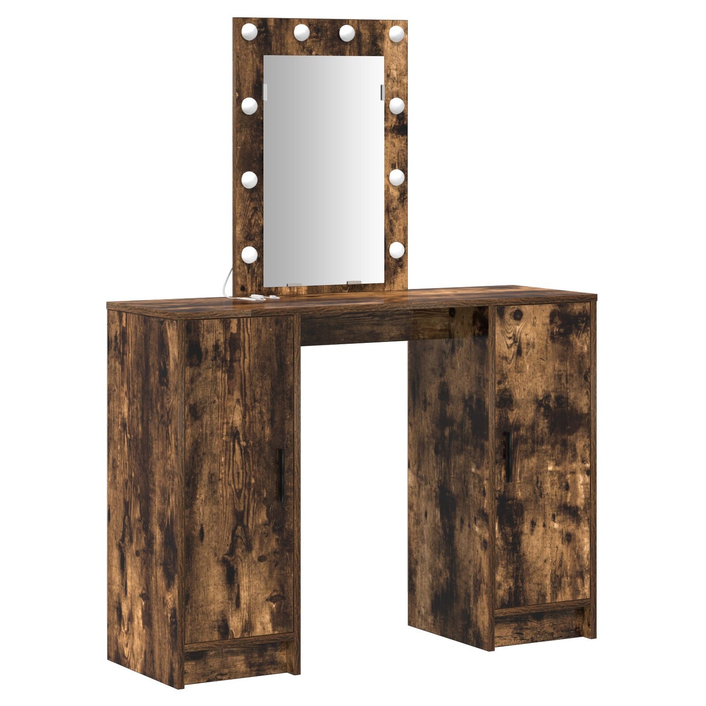 Sminkbord med LED-lampor Rökt Ek 102x33x135 cm