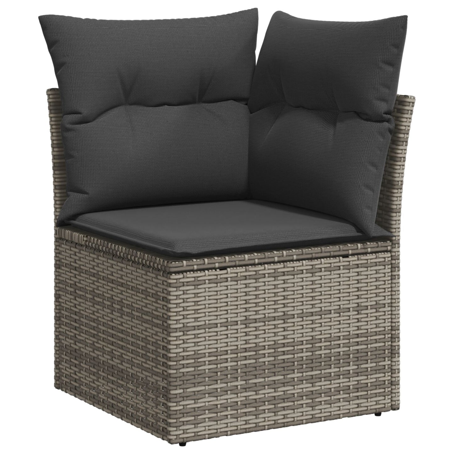 10 Delar Trädgårdsoff set med Kuddar Grå Poly Rattan