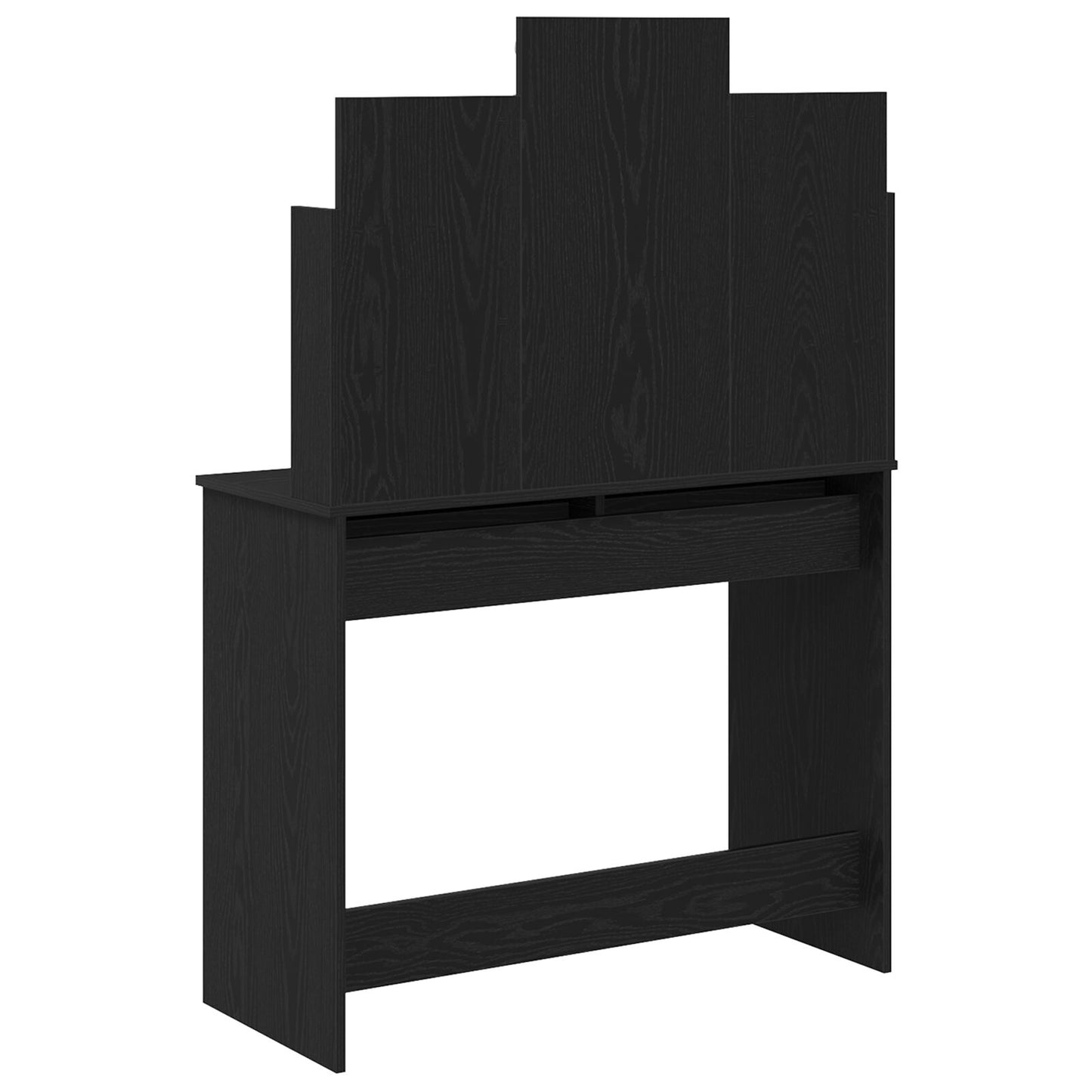 Sminkbord med LED-lampor Svart Ek 96x40x142 cm