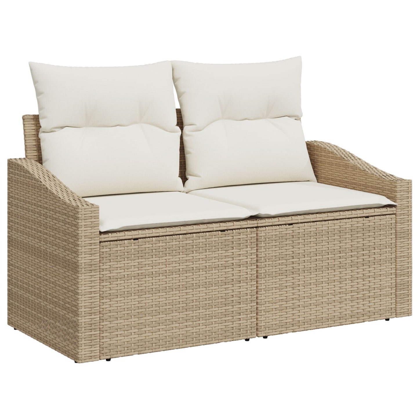 10-delars Trädgårds matsalsgrupp med kuddar Beige Poly Rattan Akacia