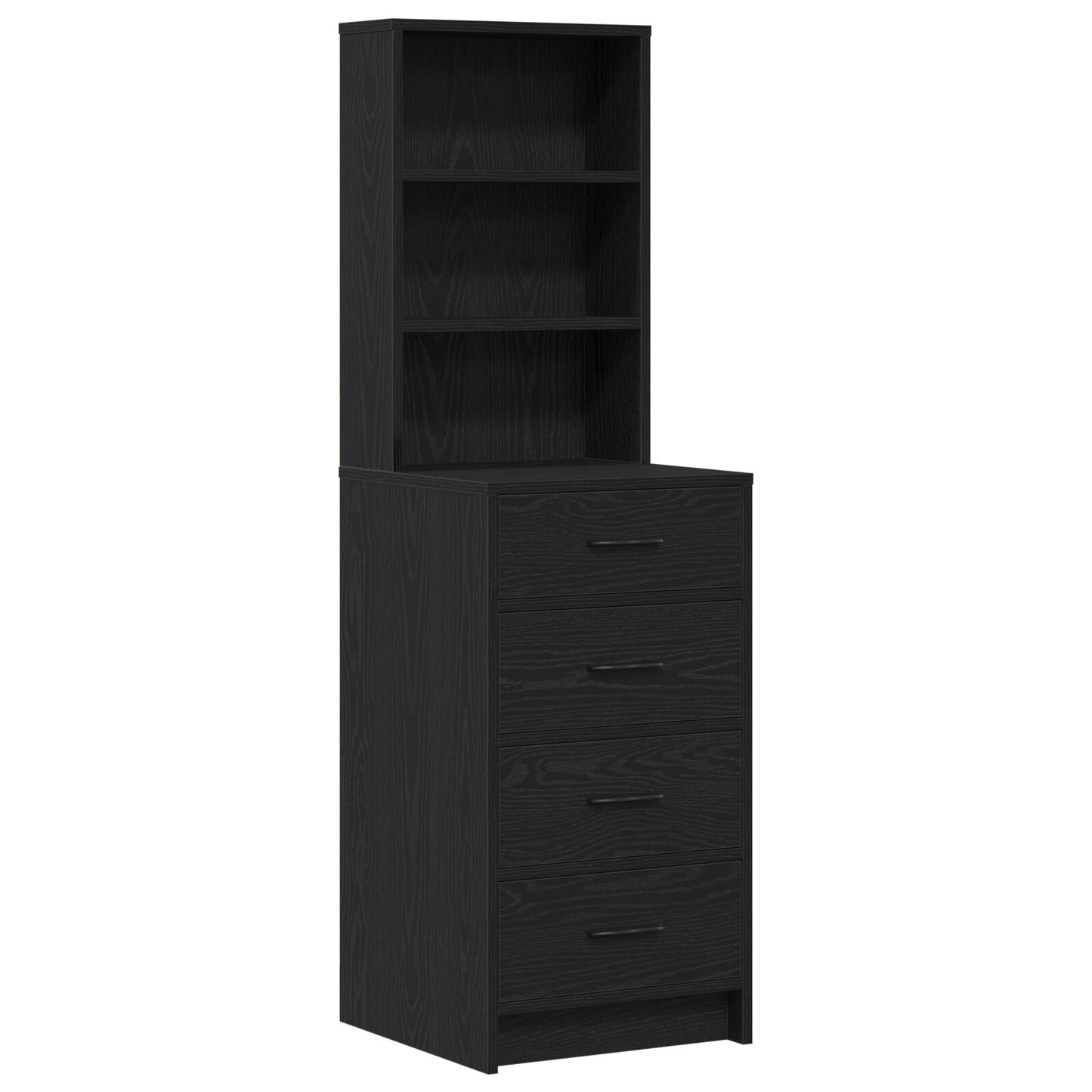 3-delars sminkbord med LED svart laminat