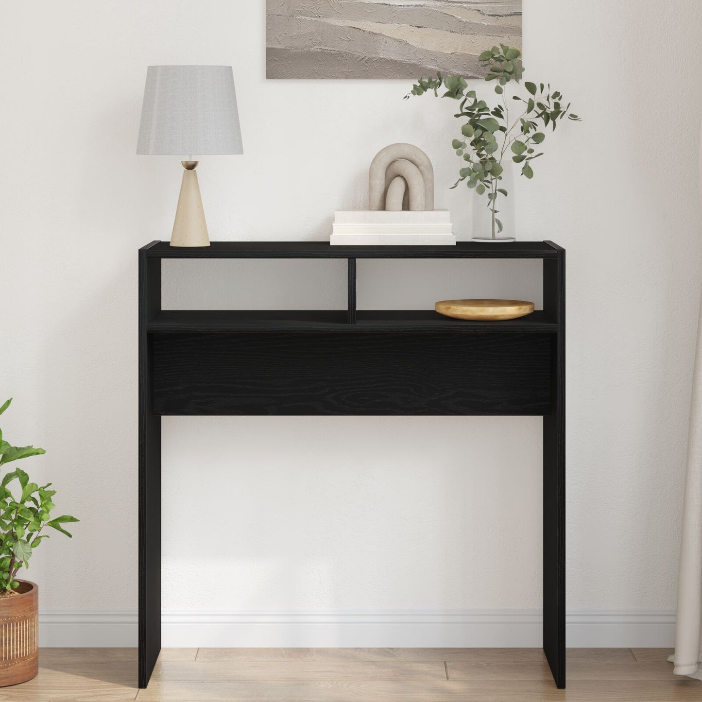 Svart Ek Konsolbord - 78x30x80 cm - Tillverkat av konstruerat trä