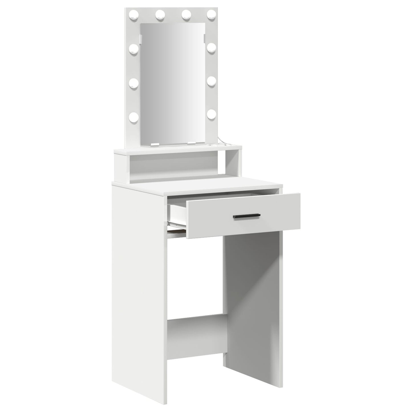 Sminkbord med LED-lampor Vit 50x41x140 cm