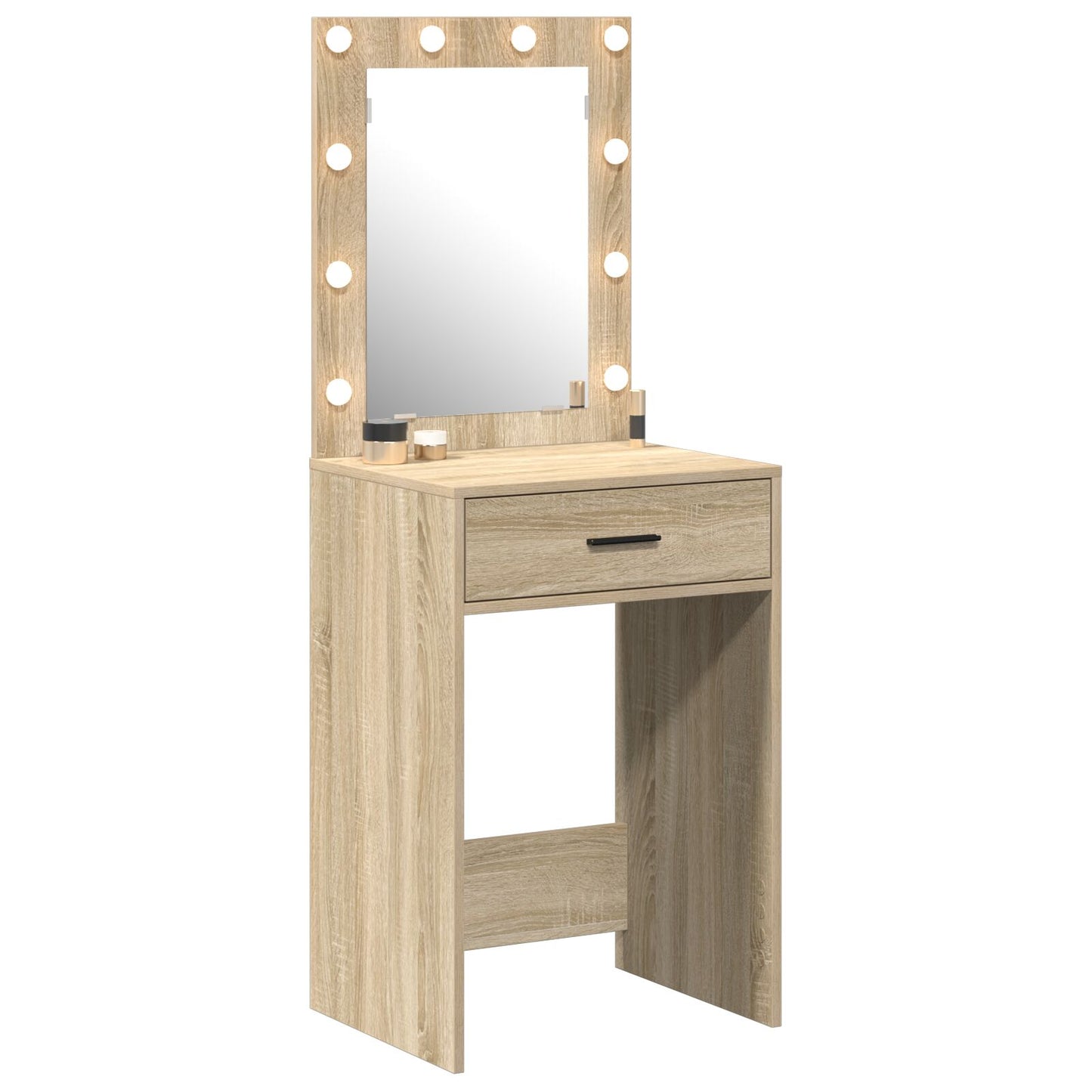 sminkbord med LED-lampor Sonoma ek 50x41x135 cm