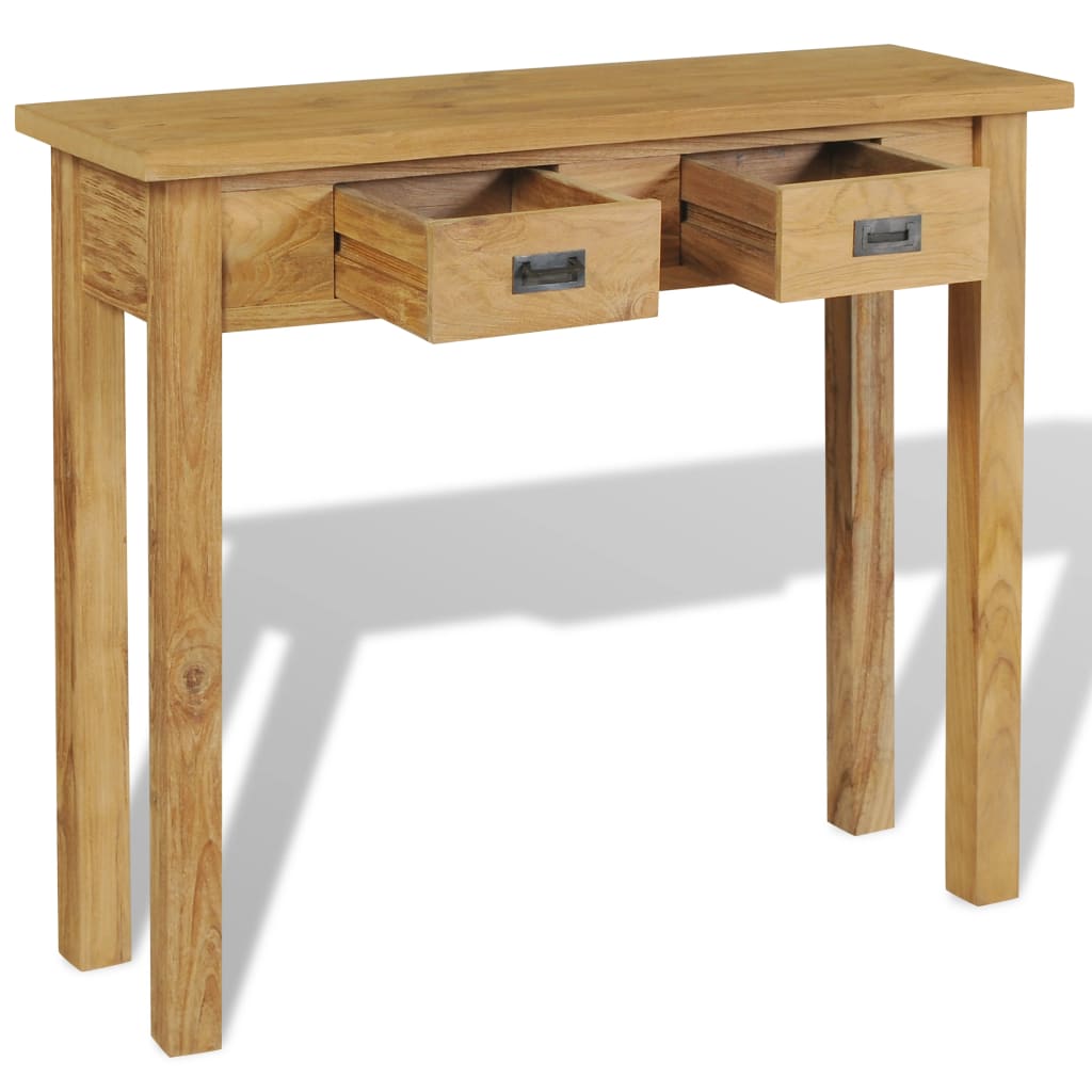 Konsolbord i massiv teak 90x30x80 cm