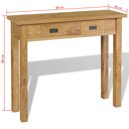Konsolbord i massiv teak 90x30x80 cm