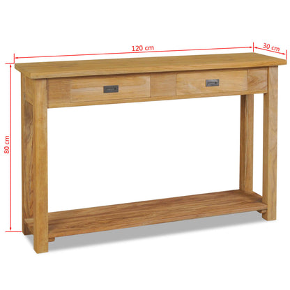 Konsolbord i massiv teak 120x30x80 cm