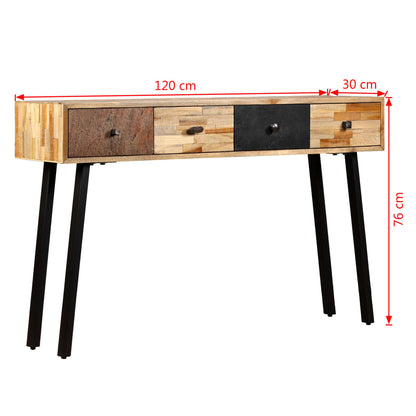 Konsolbord massivt återvunnet teakträ 120x30x76 cm