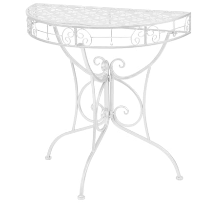 Sidobord vintage stil halvrunt metall 72x36x74 cm silver