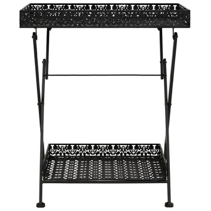 Hopfällbart tebord vintage stil metall 58x35x72 cm svart