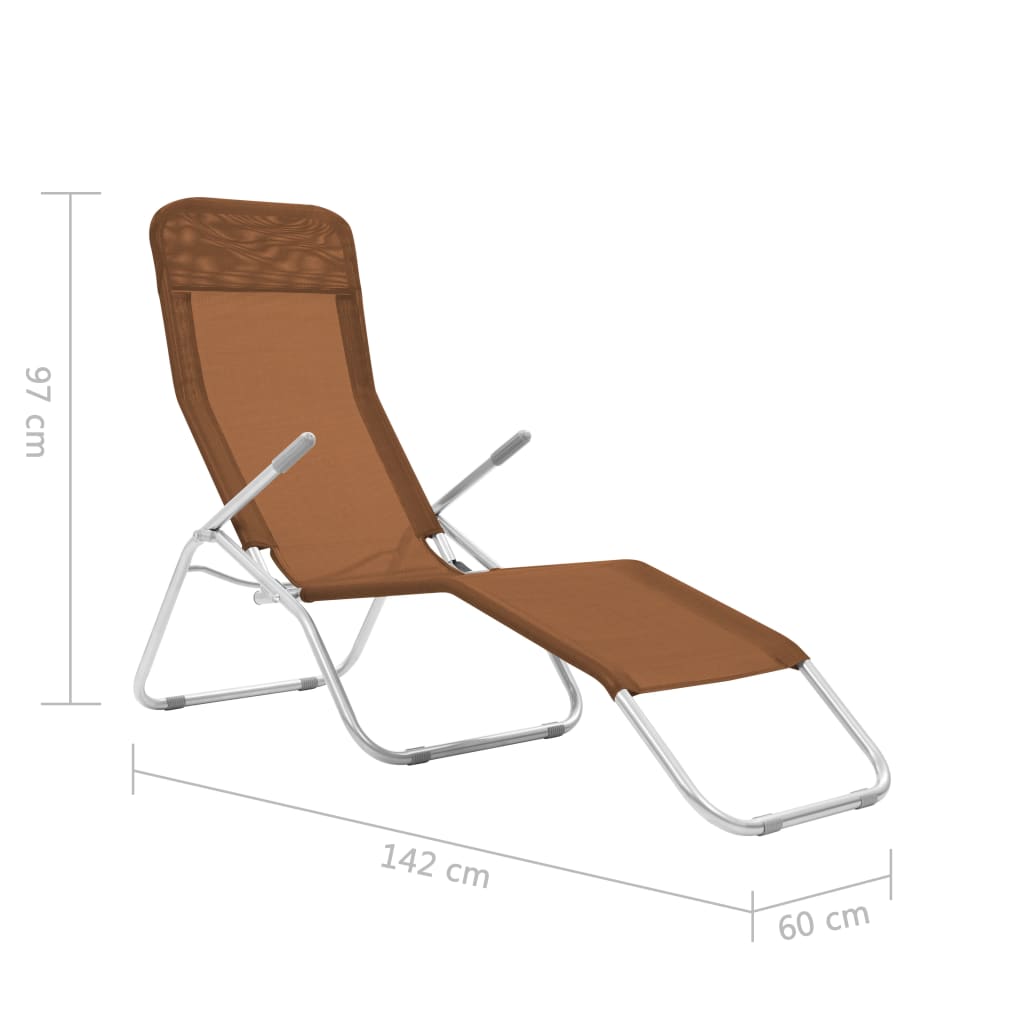 Hopfällbara solsängar 2 st textilene taupe