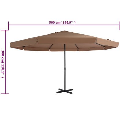 Trädgårdsparasoll med aluminiumstång 500 cm taupe