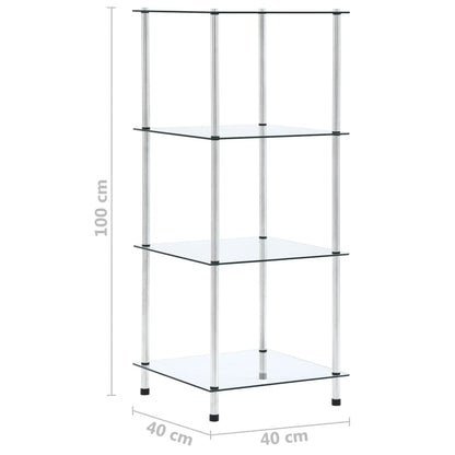 Hylla 4 hyllplan transparent 40x40x100 cm härdat glas