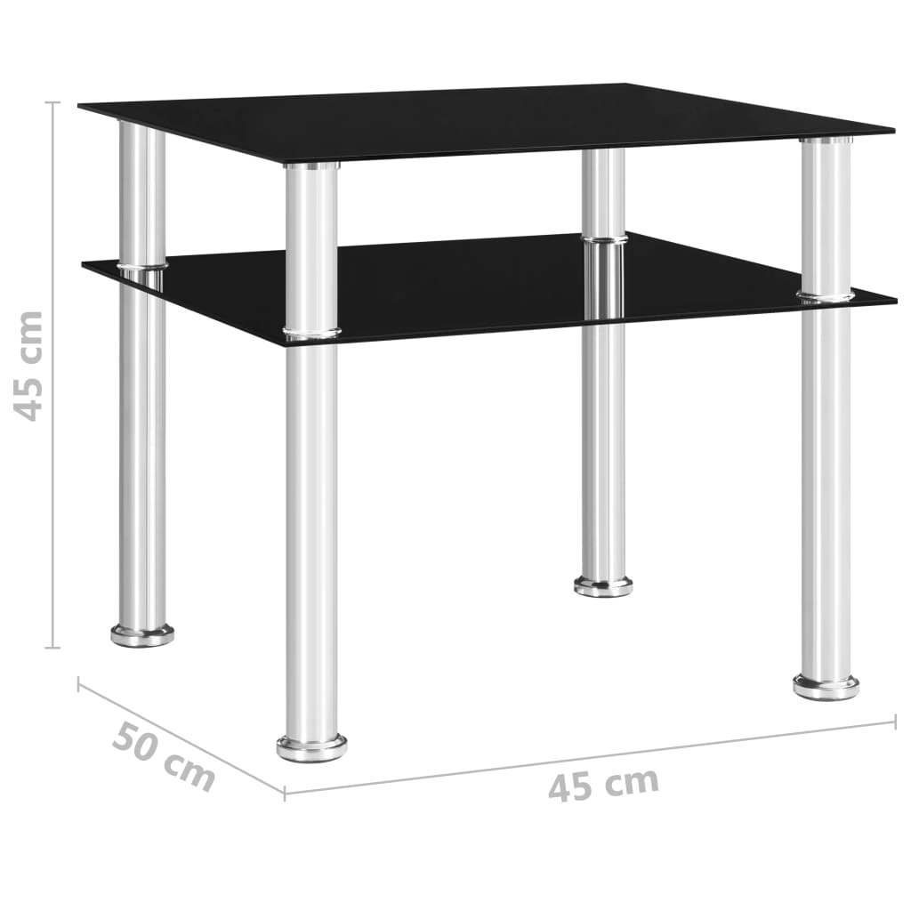 Sidobord svart 45x50x45 cm härdat glas