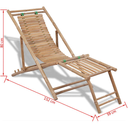 Solstol med fotstöd bambu