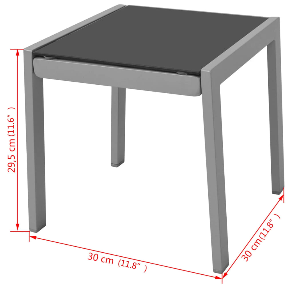 Solsängar med bord aluminium svart