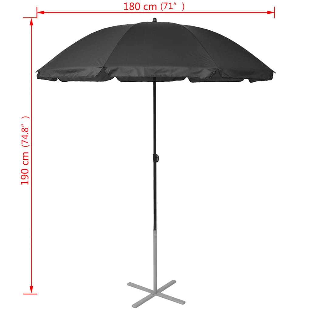 Solsängar med parasoll aluminium svart