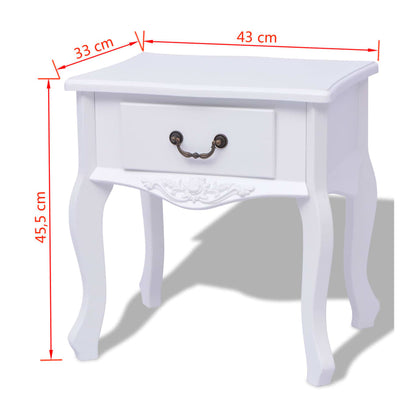 Sängbord 2 st MDF vit
