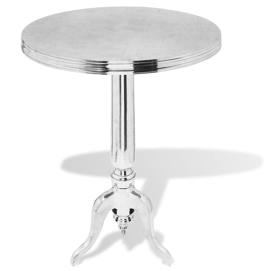 Pelarbord runt aluminium silver
