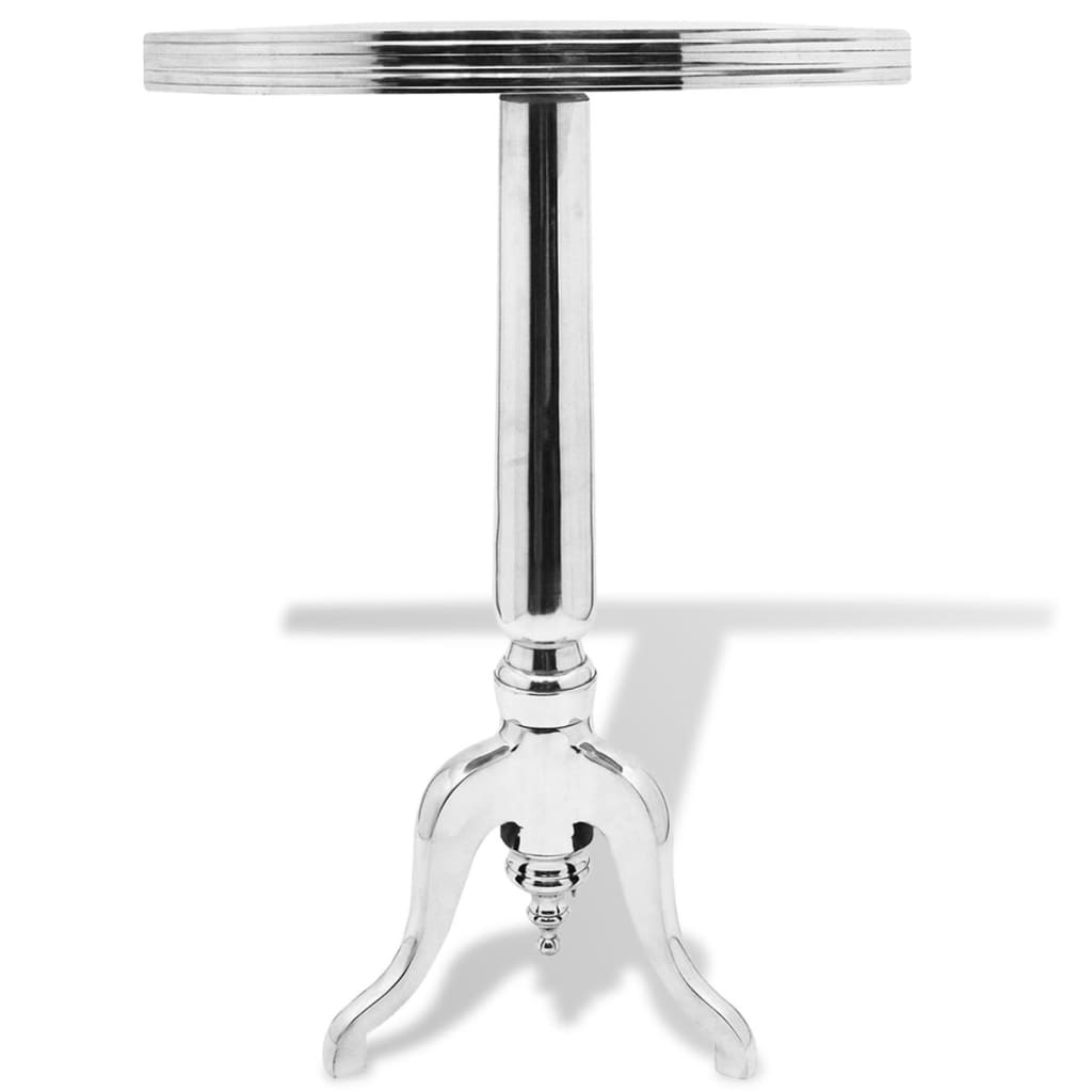 Pelarbord runt aluminium silver