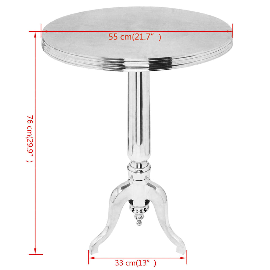 Pelarbord runt aluminium silver
