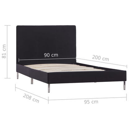Sängram utan madrass svart tyg 90x200 cm