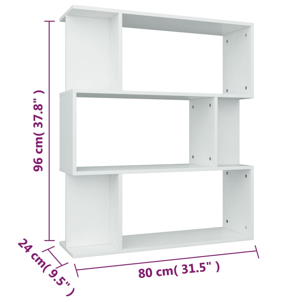 Bokhylla/Rumsavdelare vit 80x24x96 cm konstruerat trä