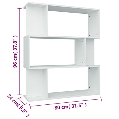 Bokhylla/Rumsavdelare vit 80x24x96 cm konstruerat trä