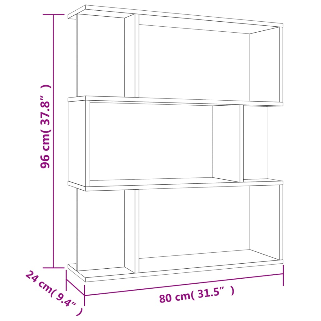 Bokhylla/Rumsavdelare betonggrå 80x24x96 cm konstruerat trä