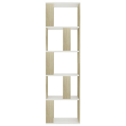 Bokhylla/Rumsavdelare vit och sonoma-ek 45x24x159 cm