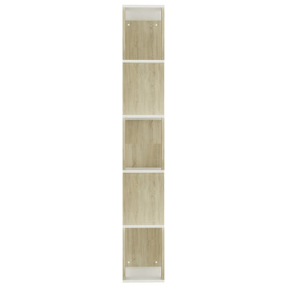Bokhylla/Rumsavdelare vit och sonoma-ek 45x24x159 cm