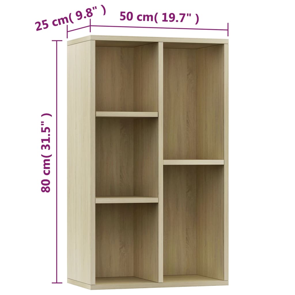 Bokhylla/skänk sonoma-ek 50x25x80 cm konstruerat trä