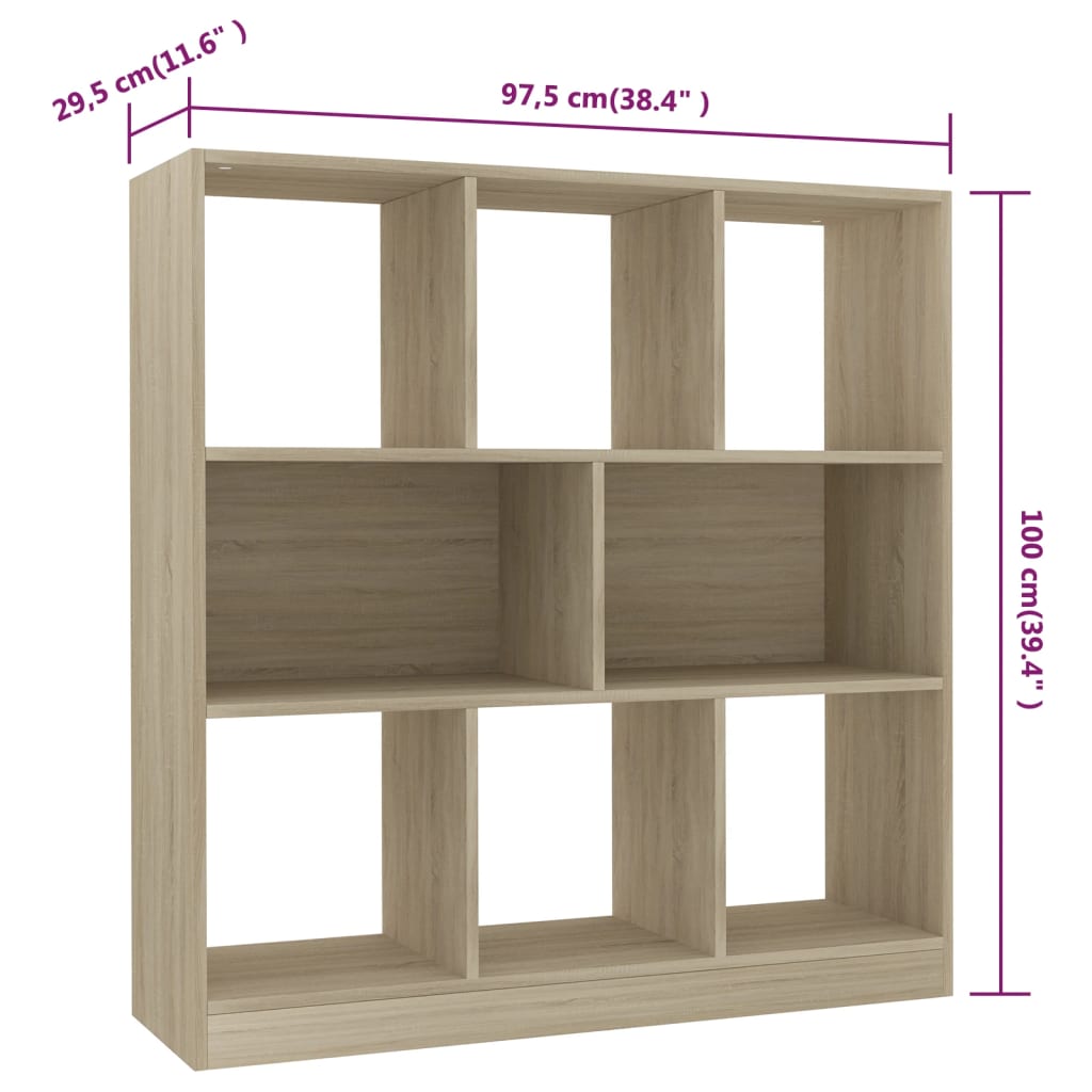 Bokhylla sonoma-ek 97,5x29,5x100 cm konstruerat trä