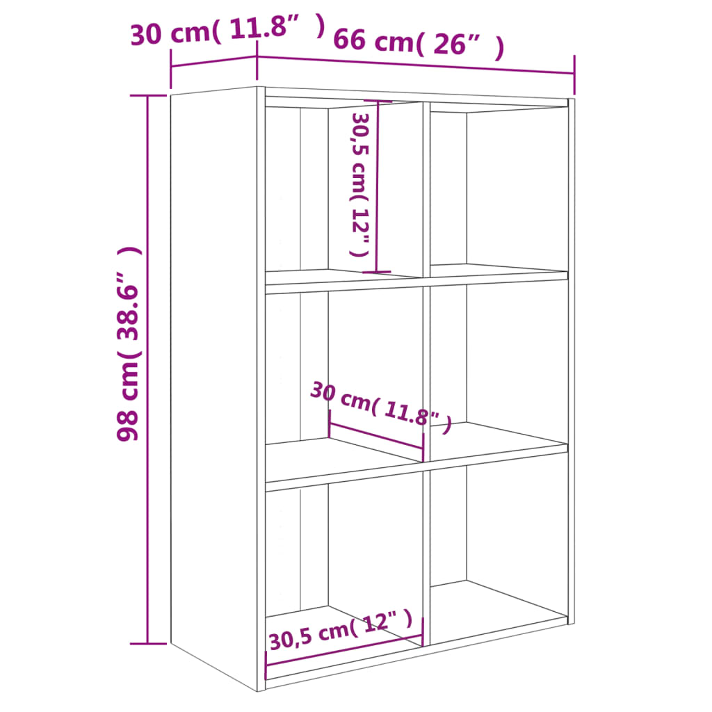 Bokhylla/skänk vit 66x30x98 cm konstruerat trä